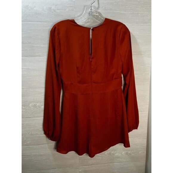 Rust Orange Long Sleeve V-Neck Romper With Back Zipper By Forever 21 Contemporar - Picture 2 of 7